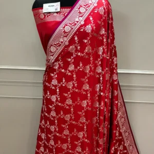 Red Jhanjaal Kartan Silk Saree