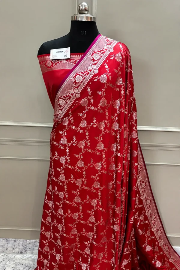 Red Jhanjaal Kartan Silk Saree